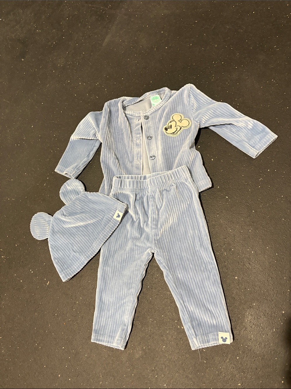 Disney Light Blue Corduroy Velvet Mickey Matching Set with Hat